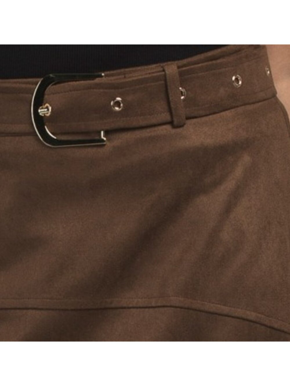 WDNY Faux Suede Midi Skirt With Belt - Picture 3 of 3